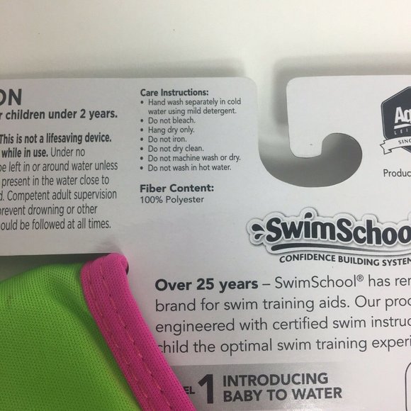 Swim School Swim Training Vest Level 2 UPF 50 20-33 LBS 20" Chest Flamingo New - Picture 7 of 12